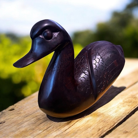 vintage hand-carved ironwood duck figurine